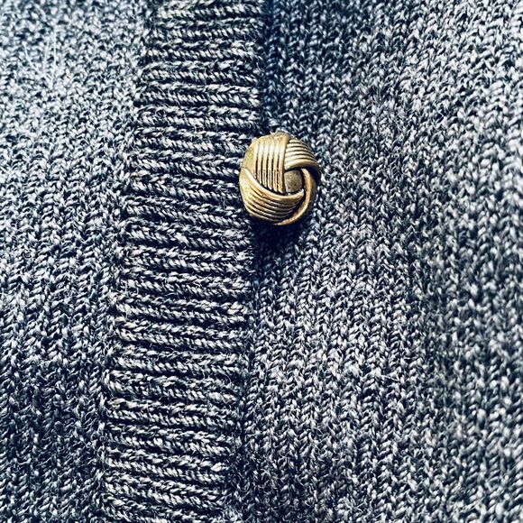 Dunollie Looms VINTAGE Pant Suit Small Gray Wool Knit Gold Buttons Pleated Retro - Picture 10 of 11